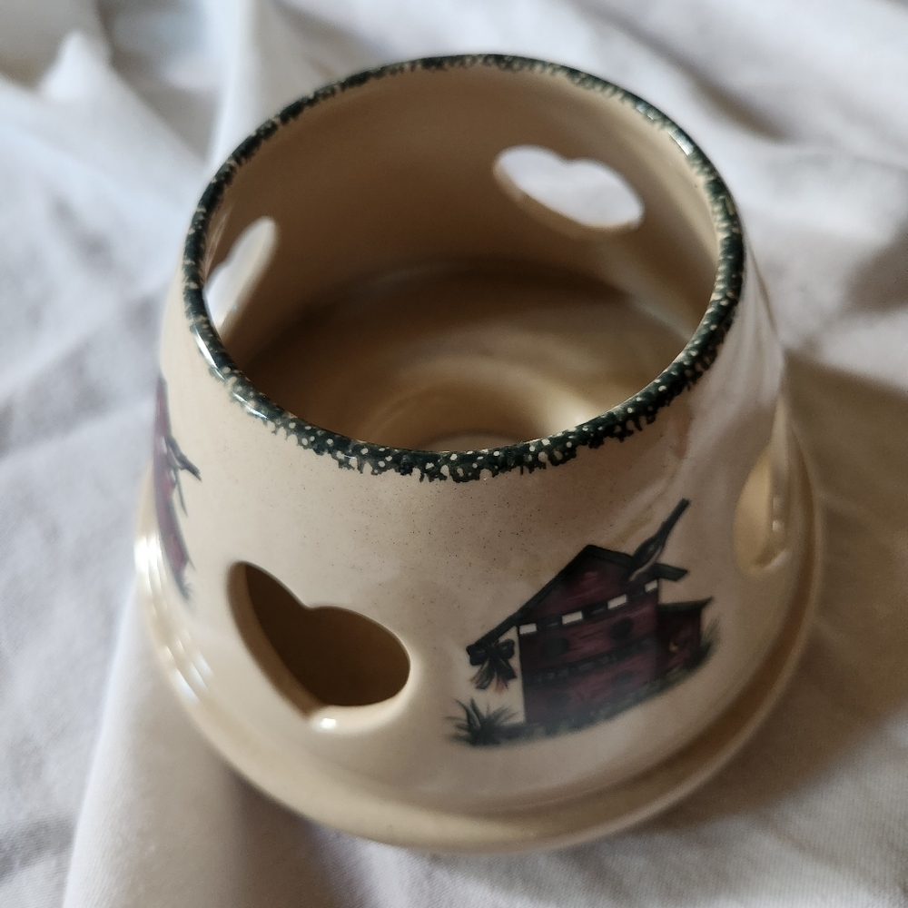 Ceramic Candle Shade Heart Cutout Rustic Cottage Farmhouse Decor